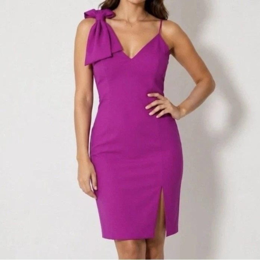 Adrianna Papell Stretch Crepe VNeck Wild Orchid Midi Sheath Dress Womens 18W